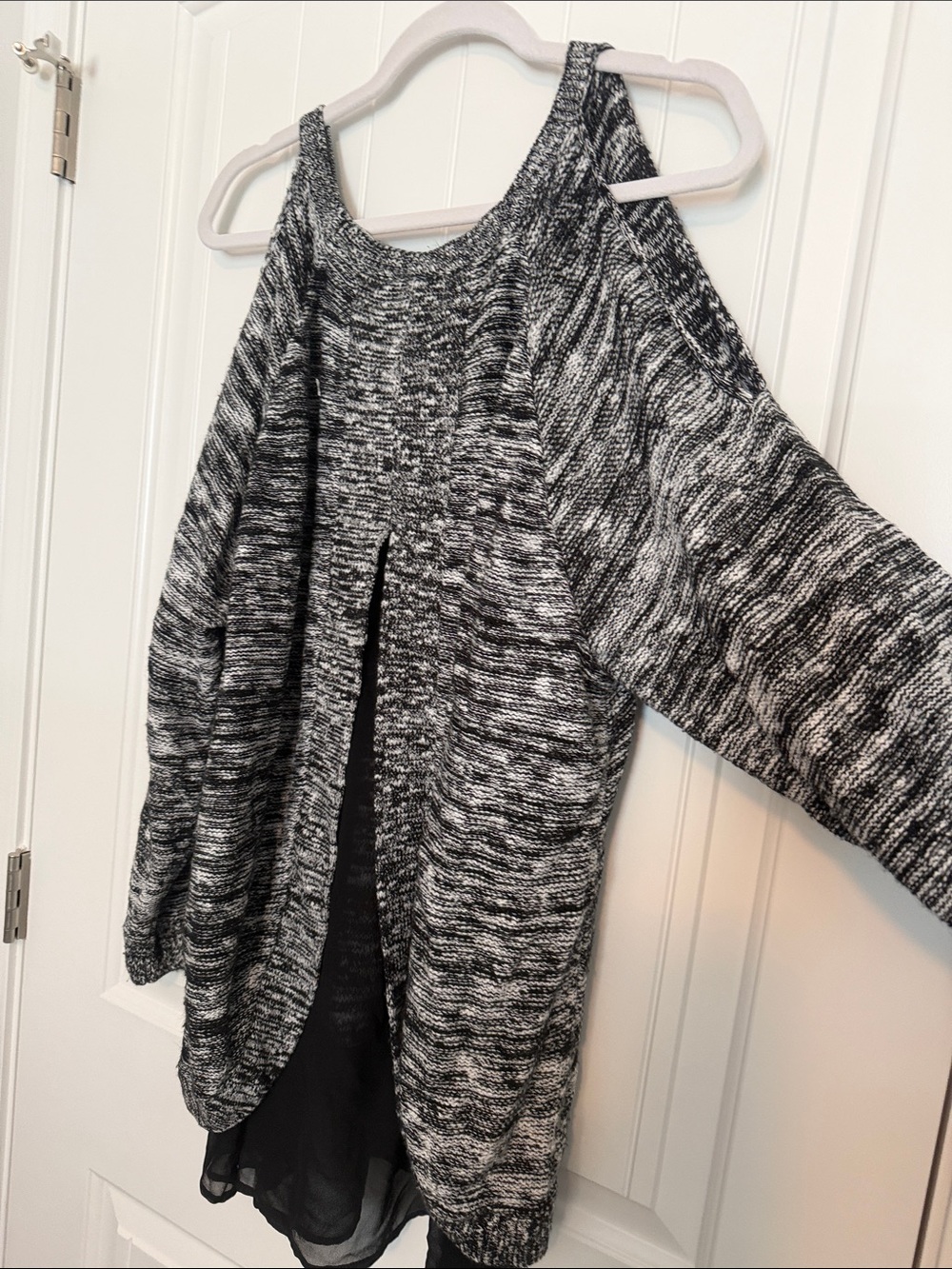 torrid Black & White Off-Shoulder Open-Back Sweater